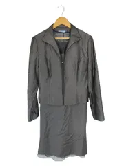 ピンクス Pin'X 3点セット ワンピース スーツ テーラード ジャケット ノースリーブ スカート 無地 装飾 グレー サイズ11 QQQ