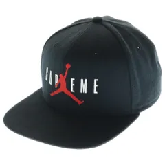 SUPREME (シュプリーム) 15AW ×NIKE Air Jordan 6-Panel Cap Black ナイキ エアジョーダン 6パネル ロゴ刺繍デザイン ベースボールキャップ 帽子 ブラック 799706-010