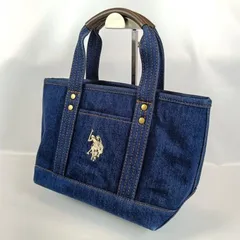 美品 US POLO ASSN ユーエスポロアッスン ハンド・トートバッグ ネイビー 紺 デニム生地 舟形 レディース
