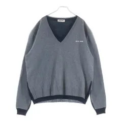 miumiu (ミュウミュウ) ロゴ刺繍 レイヤードデザイン カシミヤVネックニット セーター グレー MML994
