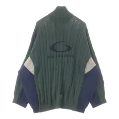 BALENCIAGA (バレンシアガ) HYBRID JACKET ドッキングデザイン バックロゴプリント コットンニット ダブルジップアップ ハイブリッドジャケット 856719 T3437のサムネイル