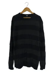 ユニクロ UNIQLO ニット クルーネック 長袖 ボーダー カシミヤ 混 サイズ XL グレー ネイビー QQQ