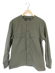 グリーンレーベルリラクシング ユナイテッドアローズ green label relaxing シャツ ノーカラー 長袖 ボタン 無地 カーキ サイズL QQQ