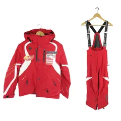 スパイダー SPYDER セットアップ 上下セット スキー スノーボード ウェア オーストラリアナショナルチーム 2006 モデル ジャケット フード ジップアップ  ビブパンツ ロゴ レッド サイズ150 QQQ