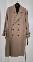 メンズ ベージュ ロング トレンチコート / 1回着用 / 総丈119