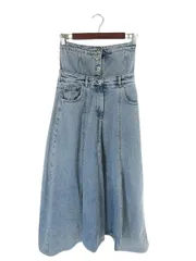 ロク Rokh スカート デニム フラップ スリット ロング ブルー サイズFR36 QQQ