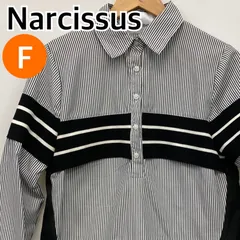 Narcissus ナルシス トップス 長袖 ブラウス ストライプ柄 ボーダー柄 フリル ブラック ホワイト レディース フリーサイズ 【CT2739】のサムネイル