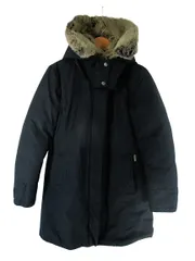 ウールリッチ WOOLRICH 1402072 ダウン ジャケット コート フード ファー ジップフライ ボタン 無地 ネイビー サイズM QQQ