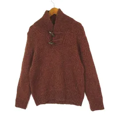 グリーンレーベルリラクシング ユナイテッドアローズ green label relaxing ダッフル ニット セーター シェットランドウール ショールカラー プルオーバー 長袖 M 杢ブラウン