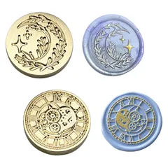 シーリングスタンプ スタンプ専用ヘッド スタンプ ヘッドの交換 時計+月 ２個セット DIY 封蝋シール 封筒 招待状 耐熱性