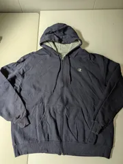 Champion/チャンピオン　フルジップスウェットパーカー　４XL　古着　ビッグサイズ　オーバーサイズ　ネイビー　グレー　E663