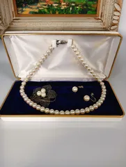 アコヤ真珠のネックレス　イヤリング　コサージュセット