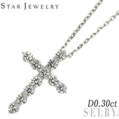 スタージュエリー Pt950 ダイヤモンド ペンダントネックレス 0.30ct クロス