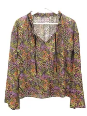 グレースコンチネンタル GRACE CONTINENTAL Diagram フラワープリント ブラウス 36 マルチカラー ブラック 黒 トップス シアー