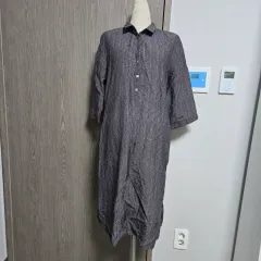 レーヨン 산들바람 ストライプ シャツ ロング ONE PIECE