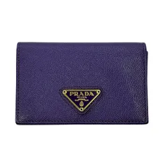 PRADA プラダ サフィアーノ カードケース カードケース 1MC122 レディース レザー パープル ゴールド金具 中古のサムネイル