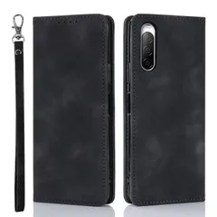 対応 SO-41A ケース Xperia10II Ｈａｖａｙａ ケース 手帳型 カバー 耐衝撃 au ソニー エクスペリア10ii SOV43 第2世代 docomo SoftBank カード収納 フェイクレザー スエードの質感-ブラック