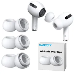 KASOTT AirPods Pro イヤーピース シリコンイヤーチップ 遮音性 滑り止め 柔らかい 耳垢ガード フィット感 脱落防止 エアーポッズ プロ用 対応 交換用 収納ケース付き ホワイト (S/M/Lサイズ各1ペア)