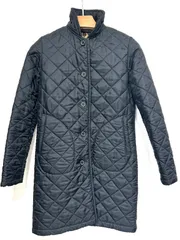 【楠本質店/元住吉】トラディショナルウェザーウェア　Traditional Weatherwear　キルティング　コート　ブラック　裏地レオパード柄　ポリエステル　サイズ：36　レディース