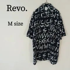 Revo. レヴォ メンズ トップス シャツ 柄シャツ 総柄 ロゴ 半袖 手書き風 英字プリント オーバーサイズ モノトーン Mのサムネイル