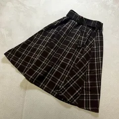 earth music&ecology （アースミュージックアンドエコロジー） コットンレーヨン毛混 チェック柄 フレアスカート ベルト付き レディースフリーサイズ