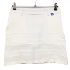 アディダス スカート 白 ボーダー織生地 一部メッシュ調 内側インナーパンツ  レディース S ゴルフウェア adidas