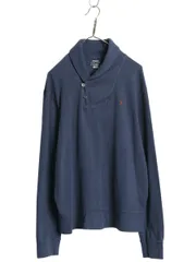 【お得なクーポン配布中!】 ポロ ラルフローレン ショールカラー スウェット メンズ L 古着 コットン レーヨン ストレッチ 裏起毛なし ワンポイント シンプル ネイビー