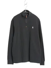 00s ポロ ラルフローレン ハーフジップ コットン ニット スウェット メンズ M 古着 オールド ハイネック リブ編み セーター カットソー 黒