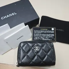 取引歓迎 CHANEL キャビア ブラック コインケース シルバー フルセット