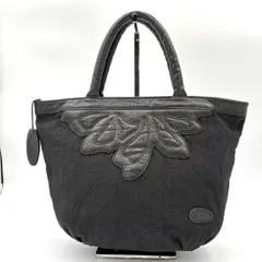 イビザ IBIZA トートバッグ ハンドバッグ 花柄 ナイロン レザー 黒 ブラック 美品