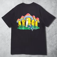 マジックマッシュルーム 陰陽 スカル マリファナ 90s USA製 Tシャツ グレイトフルデッド ドクロ ガンジャ 大麻 weedドラッグ サーフ ヒッピー シングルステッチ ラスタ ブラック サイケデリック キノコ ジャマイカ 半袖 アメリカ製 メンズ 夏物