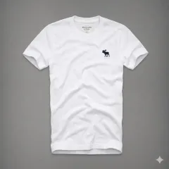 新品 Abercrombie & Fitch メンズ シグネチャー ロゴ Tシャツ (白)