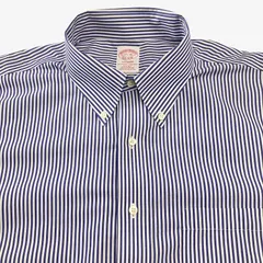 【17 1/2-35】Brooks Brothers（ブルックスブラザーズ）ポロカラーBD（ボタンダウン）シャツ ストライプ / Madison Fit / Non-Iron / American Supima 綿 100% ポケット付 メンズXXL相当