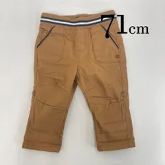 ap10543-2 OBAiBi オバイビ BABY ベビー パンツ 70 9M 71cm ブラウン 茶色 ウエストゴム リブ ライン ボーダー 長ズボン 綿100％ 9ヶ月 OBAÏBIのサムネイル
