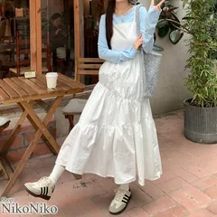 ショップにこにこ バックリボン ティアード キャミロングワンピース【即納】ワンピース ワンピ ドレス キャミワンピ Aライン ロング丈 チュニックワンピース 重ね着 高身長 低身長 体型カバー