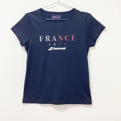 古着　美品　Babolat　バボラ　ラケット　テニス　半袖クルーネックTシャツ　レディース　M相当　ドライ　ネイビー　紺　バトミントン　パデルのサムネイル