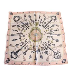 HERMES エルメス カレ 45 スカーフ ガヴロッシュ 鍵 シルク100％ ピンク系【いおき質店】