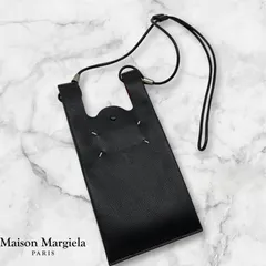 Maison Margiera メゾンマルジェラ ネックポーチ スマートフォンポーチ　黒　山羊革　レザー　ショルダーバッグ　ポシェット　おでかけ　スマートフォンホルダー　カジュアル
