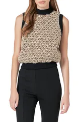【送料無料】 エンドレスローズ レディース パーカー・スウェット アウター Sequins Mock Neck Tweed Sweater Vest Brown Multi