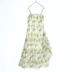 【美品】アクシーズファム★たくし上げ♪キャミワンピ 黄色系 サイズF シャーリング&段々フリル♪シアー感♪薄手 z19261