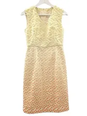 グレースコンチネンタル GRACE CONTINENTAL フラワーグラデプリント ワンピース イエロー オレンジ 36 刺繍 ノースリーブ ドレス 結婚式 お呼ばれ オケージョン