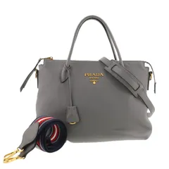 【値下げ】PRADA プラダ ヴィッテロダイノ 2WAY トートバッグ トートバッグ 1BA157 レディース レザー グレー 中古