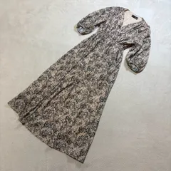 M2 studio ウエストゴム 花柄 長袖ワンピース ロングワンピース レディースMサイズ