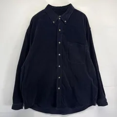 古着 エディー・バウアー Eddie Bauer 長袖シャツ ボタンダウン コーデュロイ 厚手 胸ポケット ヘビー XL  ネイビー メンズ