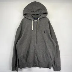 古着 ポロ・ラルフローレン POLO RALPH LAUREN パーカー フルジップ スウェット ワンポイントロゴ 厚手 2XL  グレー系 メンズ