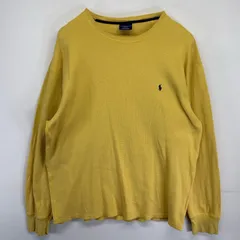 古着 ポロ・ラルフローレン POLO RALPH LAUREN 長袖Tシャツ サーマル ワッフル ワンポイントロゴ刺繍 2XL  イエロー メンズ