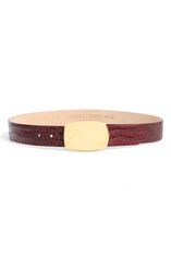 [무료 배송] 라잔스 여성 벨트 액세서리 Milou Domed Buckle Croc Embossed Patent Leather Belt Burgundy Croc Embossed