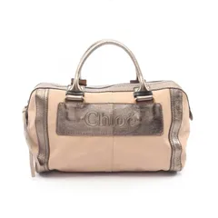 クロエ Chloe ボストンバッグ ロゴ メタリック ベージュ/ブロンズ キャンバス レザー ボストンバッグ レディース Used Bのサムネイル
