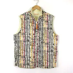 カステルバジャック CASTELBAJAC ナイロン ベスト ジャケット リバーシブル ロゴ アニマル ストライプ 総柄 ロゴ 刺繍 ジップアップ XXL 5 オフ白 アイボリー オレンジ 紺 黄 国内正規品のサムネイル