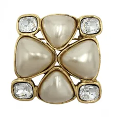 【在庫一掃】 シャネル ブローチ レディース ココマーク　ココ アクセサリー CHANEL GP  ラインストーン  フェイクパール  26 ゴールド 約35.5g 1991年【中古品】